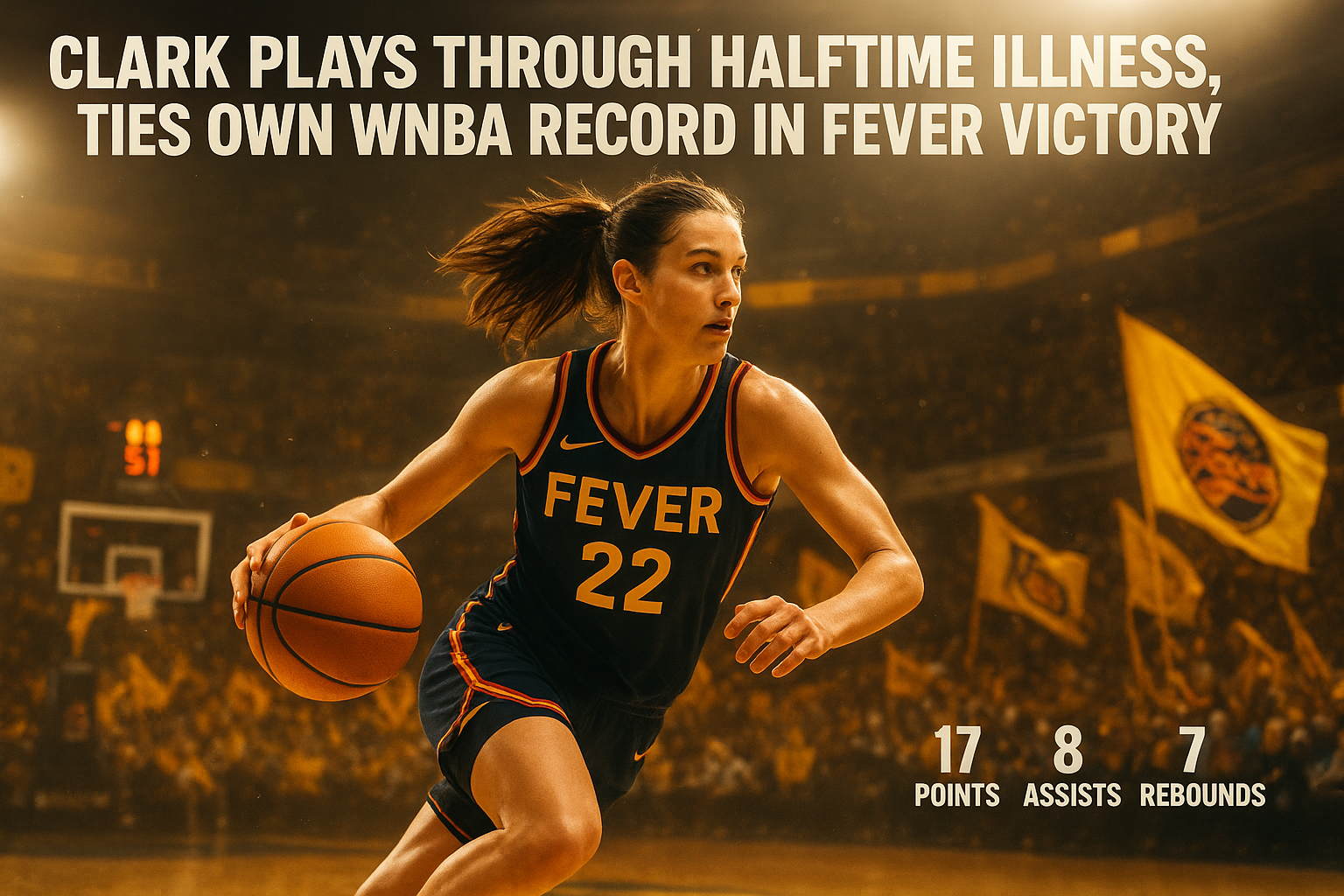 Clark plays through halftime illness, ties own WNBA record in Fever victory