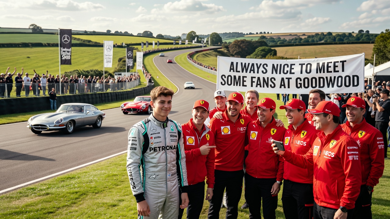 Mercedes Troll Ferrari Staff at Goodwood With Cheeky Antonelli Caption